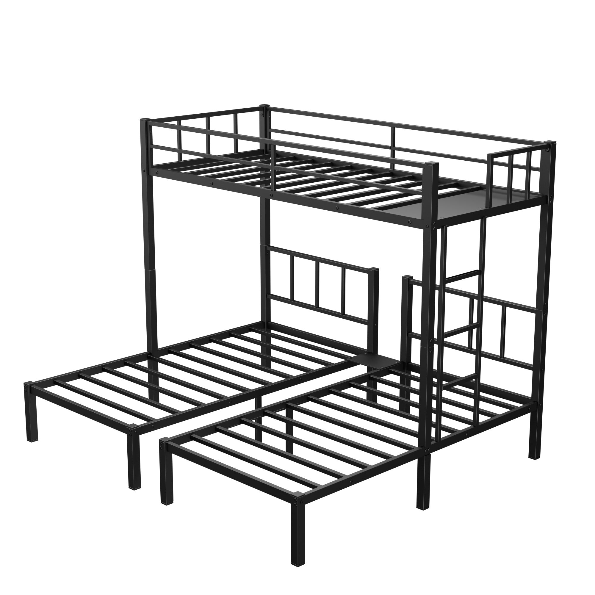 Twin over Twin & Twin Bunk Beds for 3, Twin XL over Twin & Twin Bunk Bed Metal Triple Bunk Bed, Black(Pre-sale date: February 8th.)