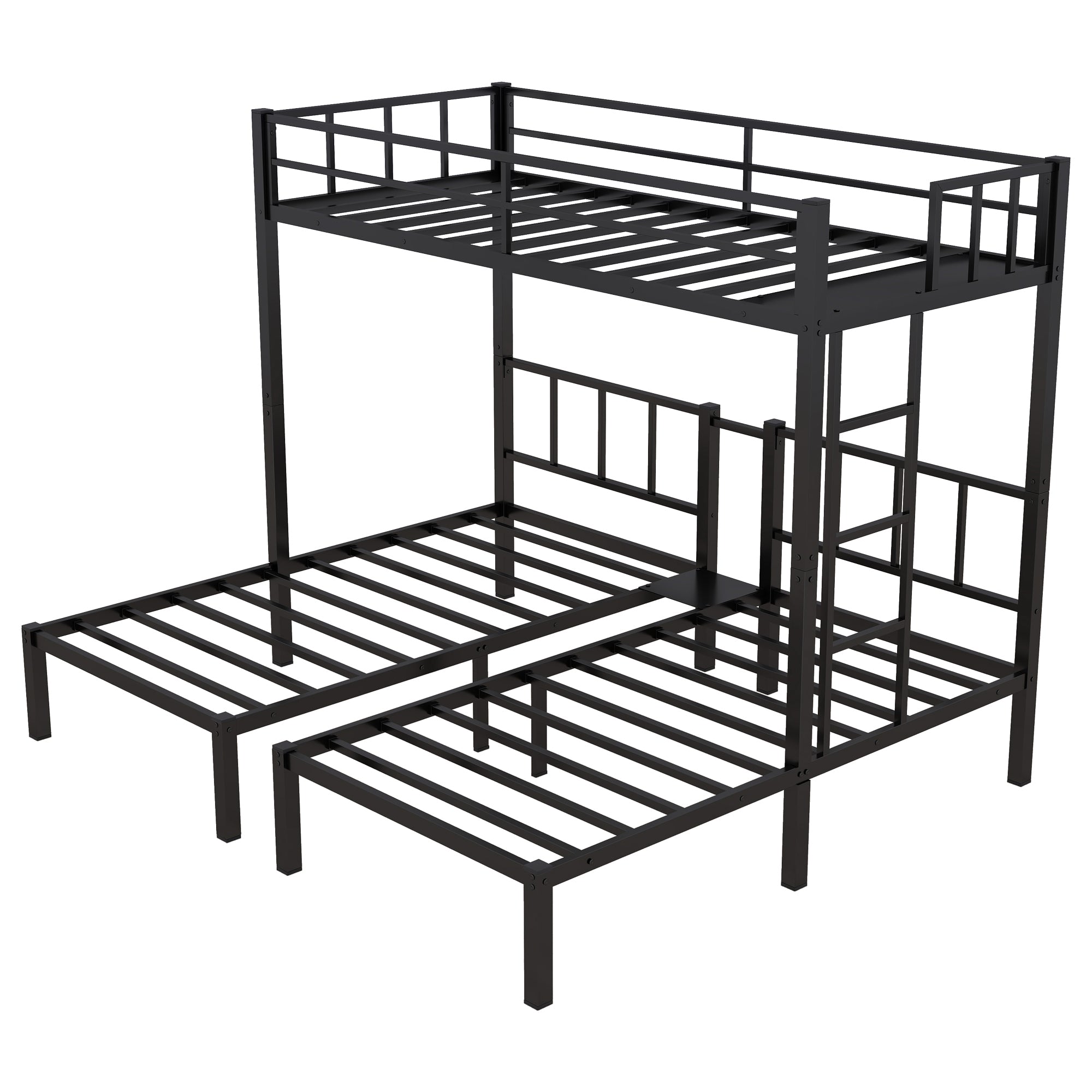 Twin over Twin & Twin Bunk Beds for 3, Twin XL over Twin & Twin Bunk Bed Metal Triple Bunk Bed, Black