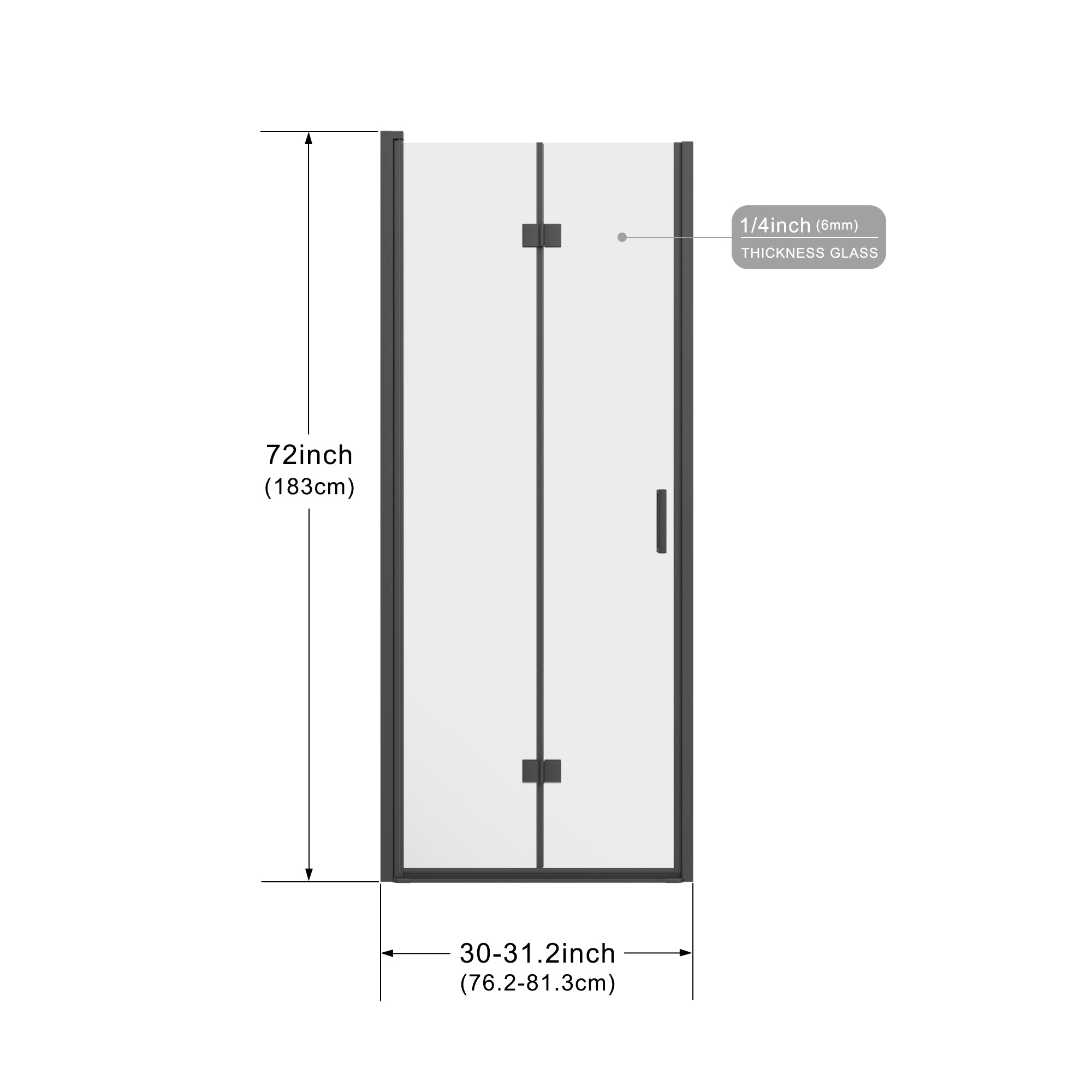 30 x 72 in Black Pivot Bifold Shower Door - 30 x 72 in / Matte Black view 3