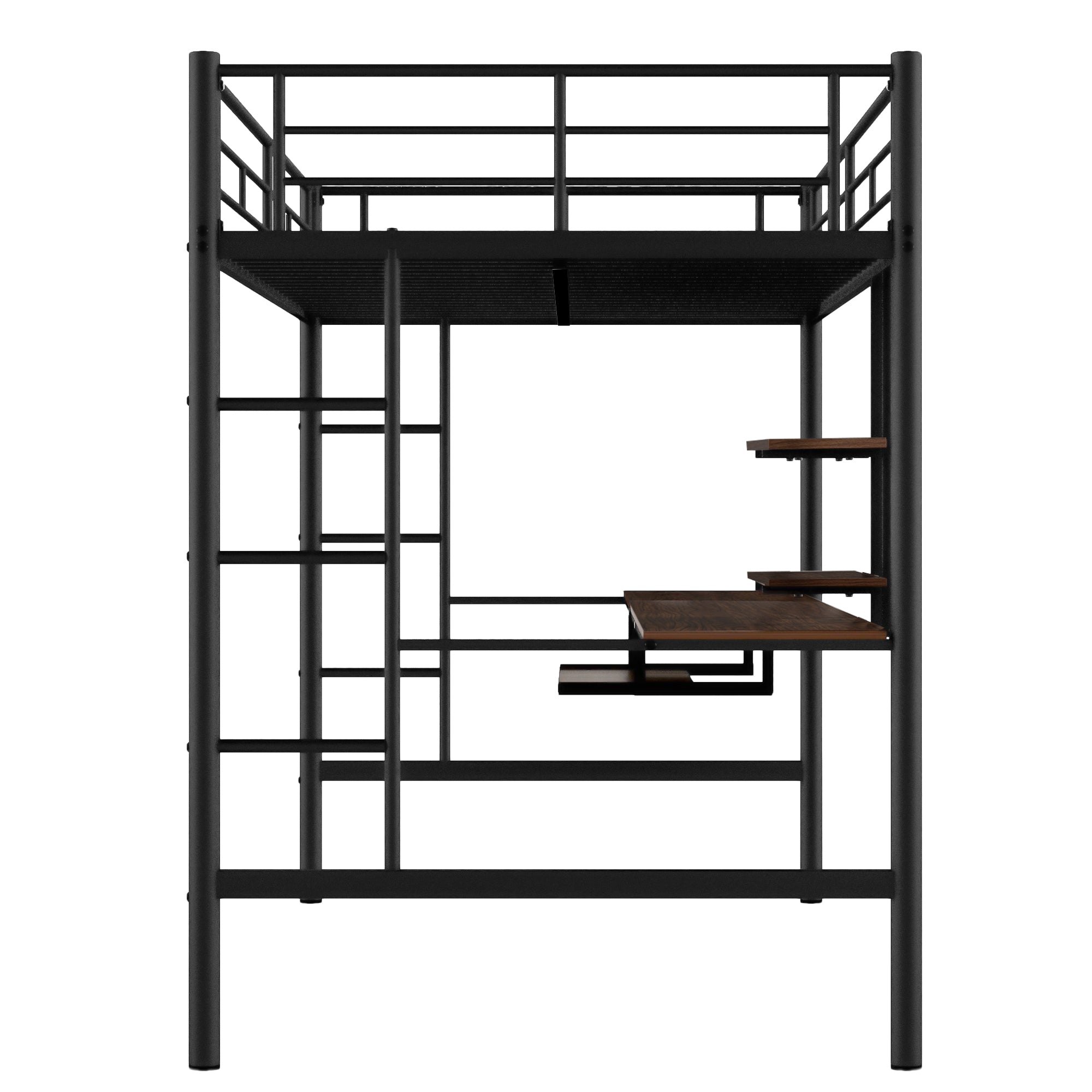 Loft Bed with Desk and Shelf , Space Saving Design,Full,Black(OLD SKU:MF199506AAB)