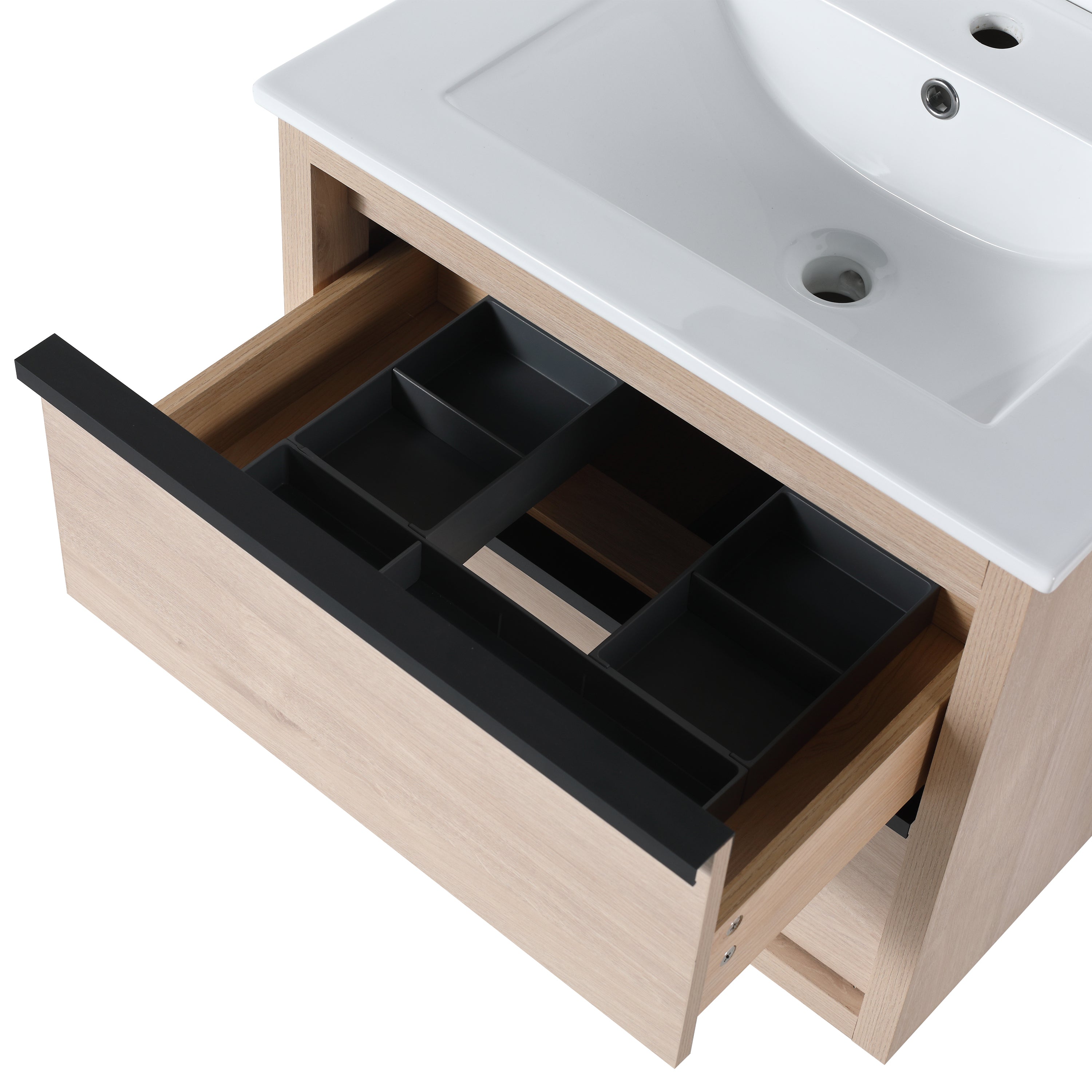 24" Bathroom Vanity with 2 Soft Close drawers,  White Ceramic Basin-BVA02524PLO-G-BL9060B(W1286S00034)