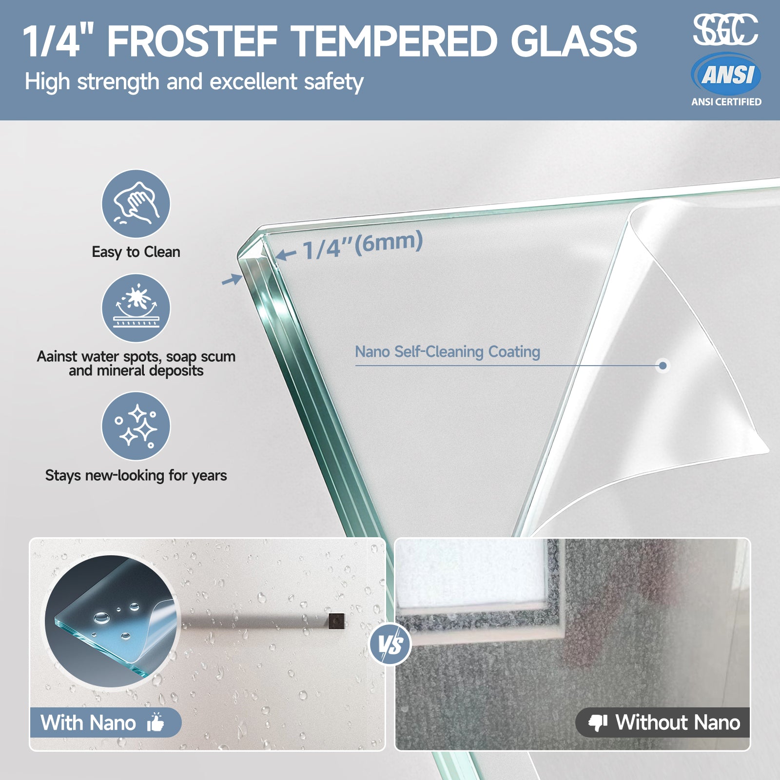 56-60 x 58 in Frosted Framed Sliding Tub Door - 56-60 x 58 in / Matte Black / Frosted Glass view 5