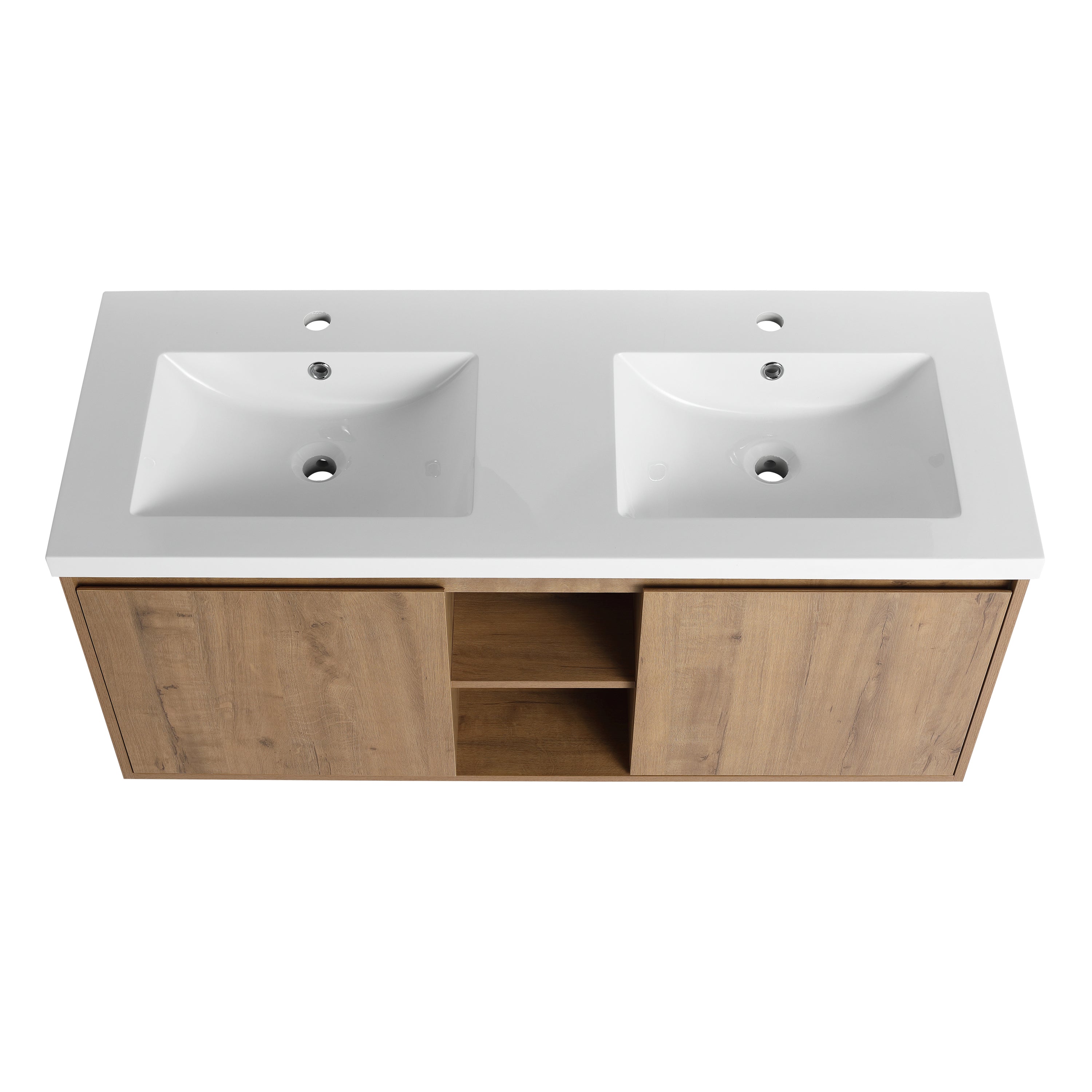 48"  Wall Mounted Bathroom Vanity With Double Sink, Soft Closing Door Hinge (KD-Package)-BVB07248IMOX-GRB4840D