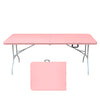 6ft Pink Folding Table, Portable Plastic Table for Camping, Picnics, Parties, High Load Bearing Foldable Table