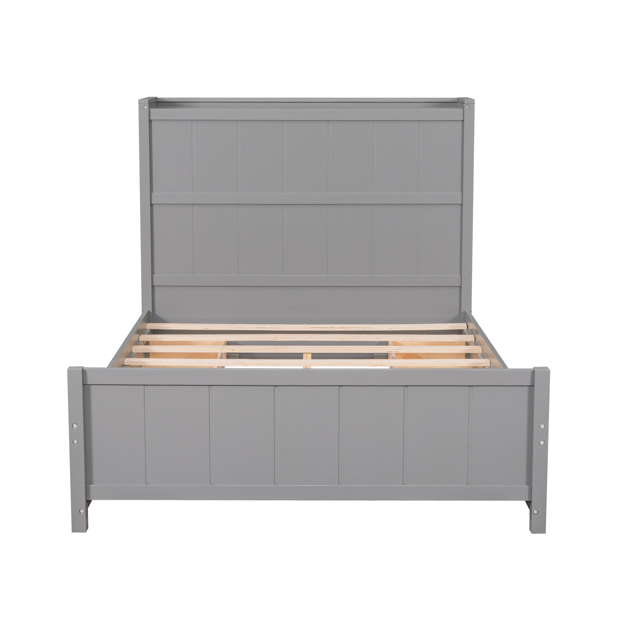 Full Size Platform Bed with Drawers and Storage Shelves, Gray