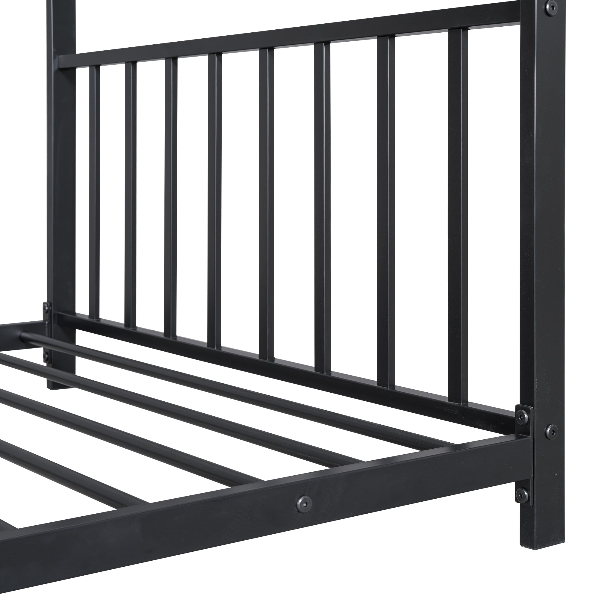 Twin Size Metal House Platform Bed, Black