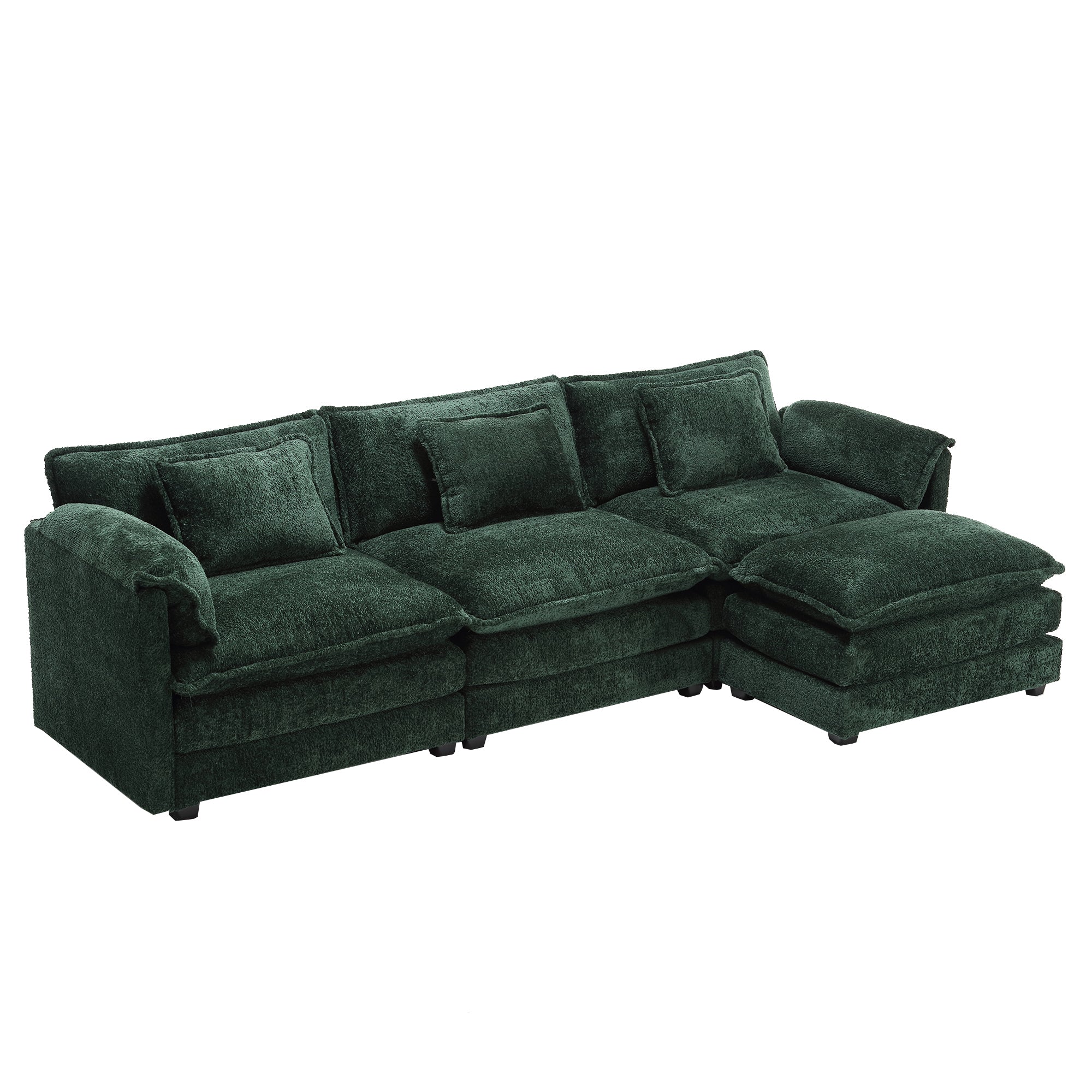 Modern Large boucle Fabric L-Shape Sectional Chenille fabric, movable pedals, detachable armrests, oversized three-seat Sofa