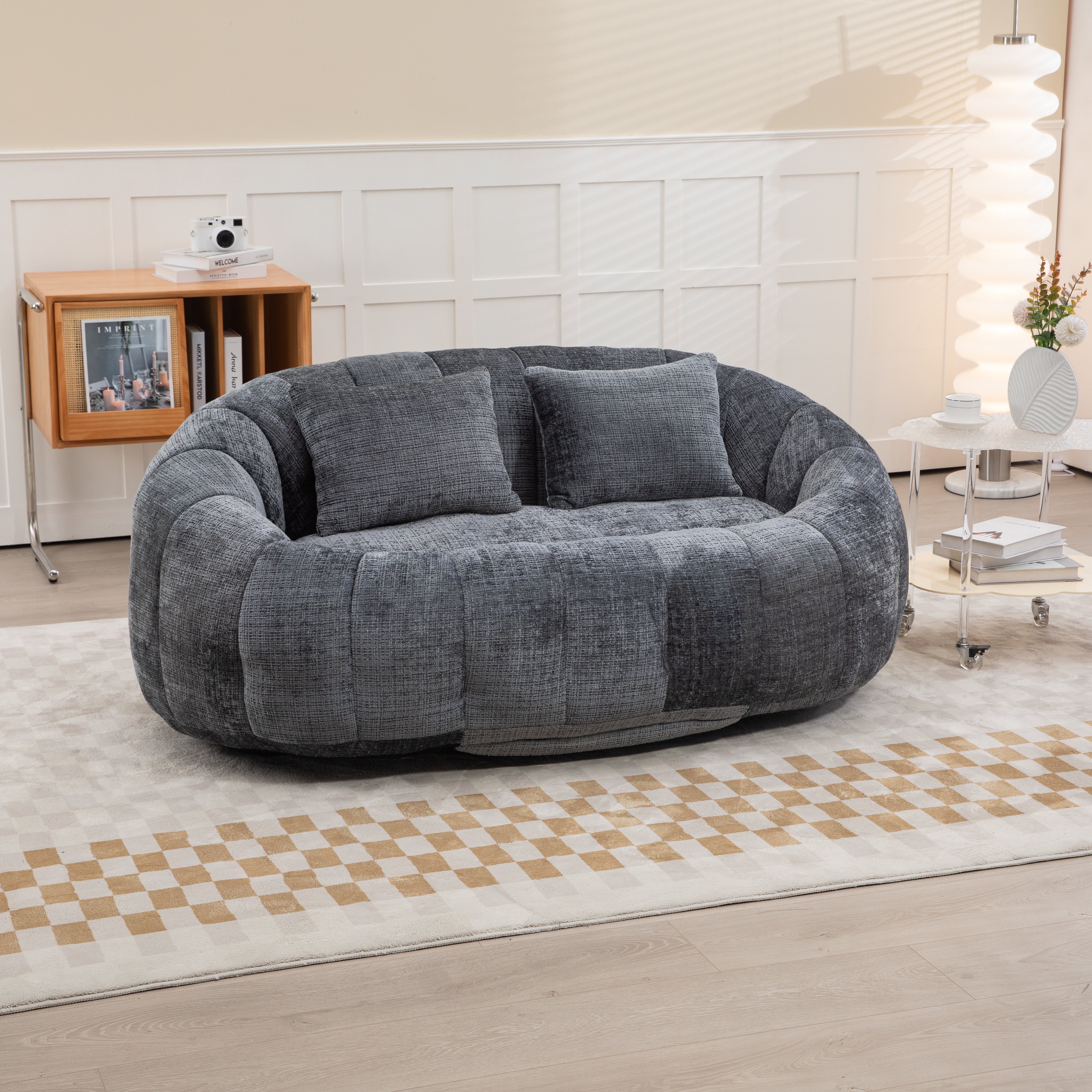 COOLMORE Bean Bag sofa Lazy Sofa Durable Comfort Lounger High Back Bean Bag Chair Couch for Adults and Kids, Indoor & Outdoor, Accent Floor Soft Lounge Chair  (Gray chenille)