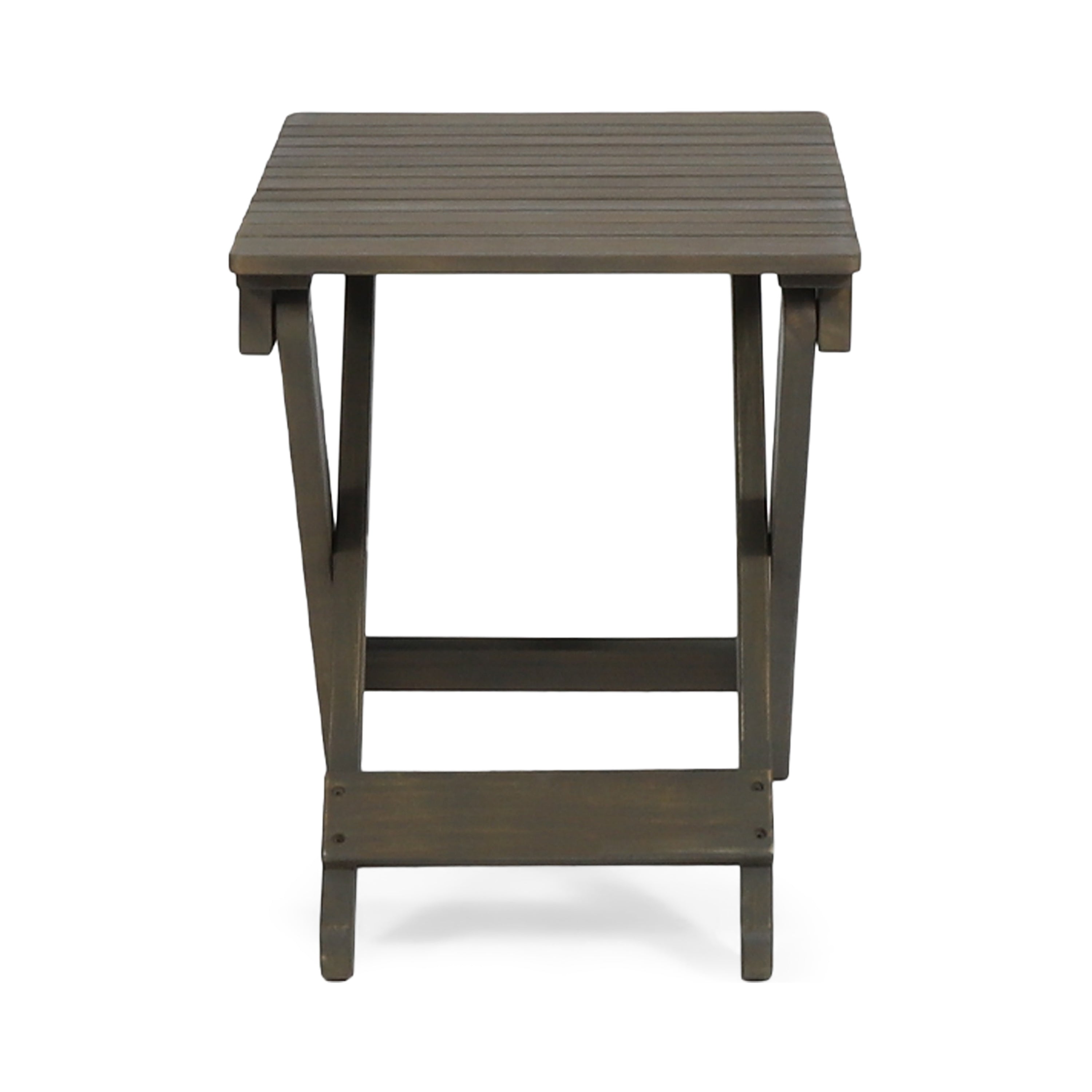 Outdoor Folding Wooden Side Table, Gray, 15"D x 22.75"W x 18.25"H