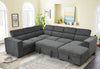 123" 4 in 1 Modern U-Shaped 7-seat Sectional Sofa Couch with Adjustable Headrest, Sofa Bed with Storage Chaise,Pull Out Couch Bed for Living Room ,Dark Gray