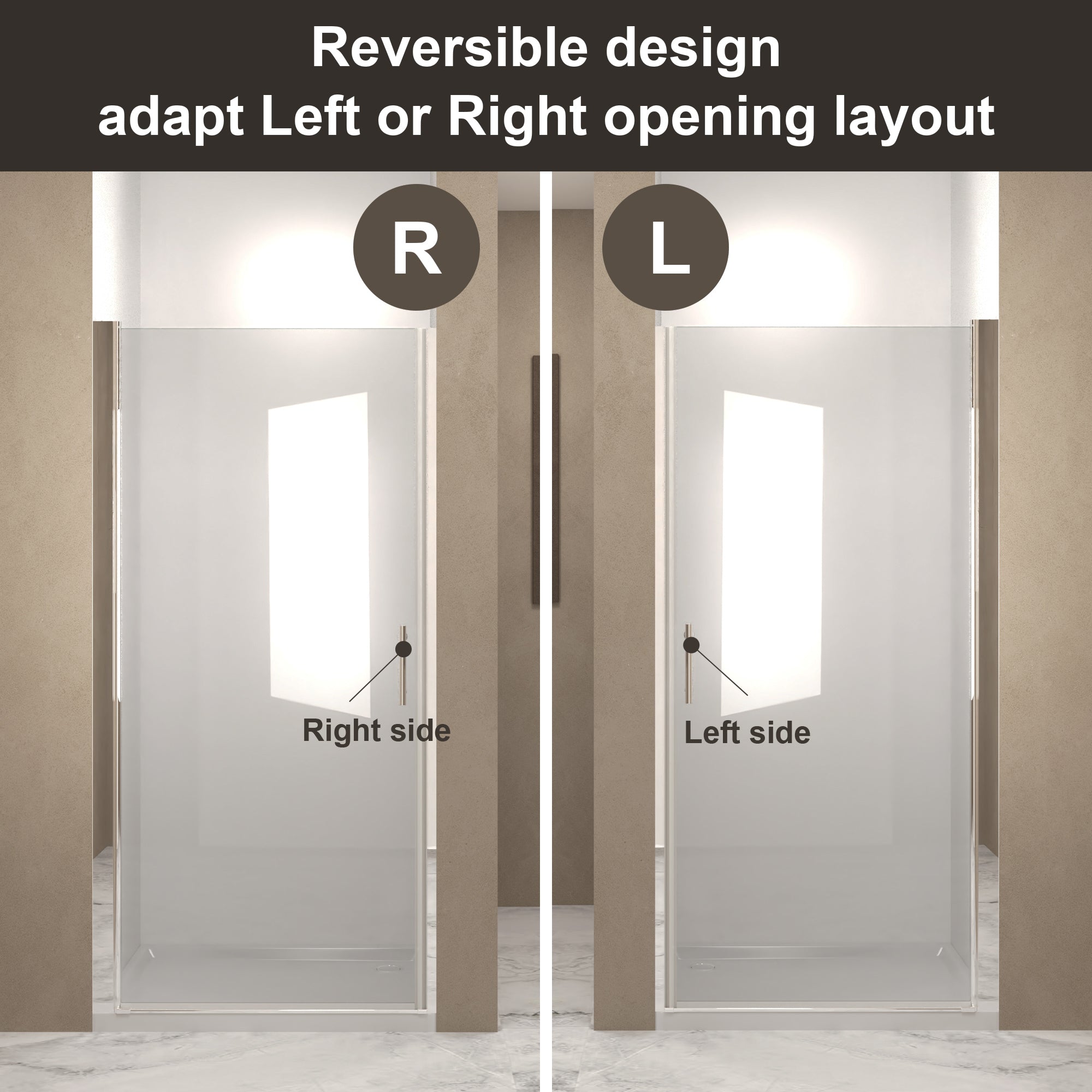 24-37 x 72 in Half-Frame Pivot Shower Door - 24 x 72 in / Brushed Nickel view 5