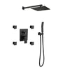 Shower System, 10-Inch Matte Black Full Body Shower System with Body Jets, Square Rainfall Shower Head, Handheld Shower, and 3 Functions Pressure Balance Shower Valve, Bathroom Luxury Faucet Set.