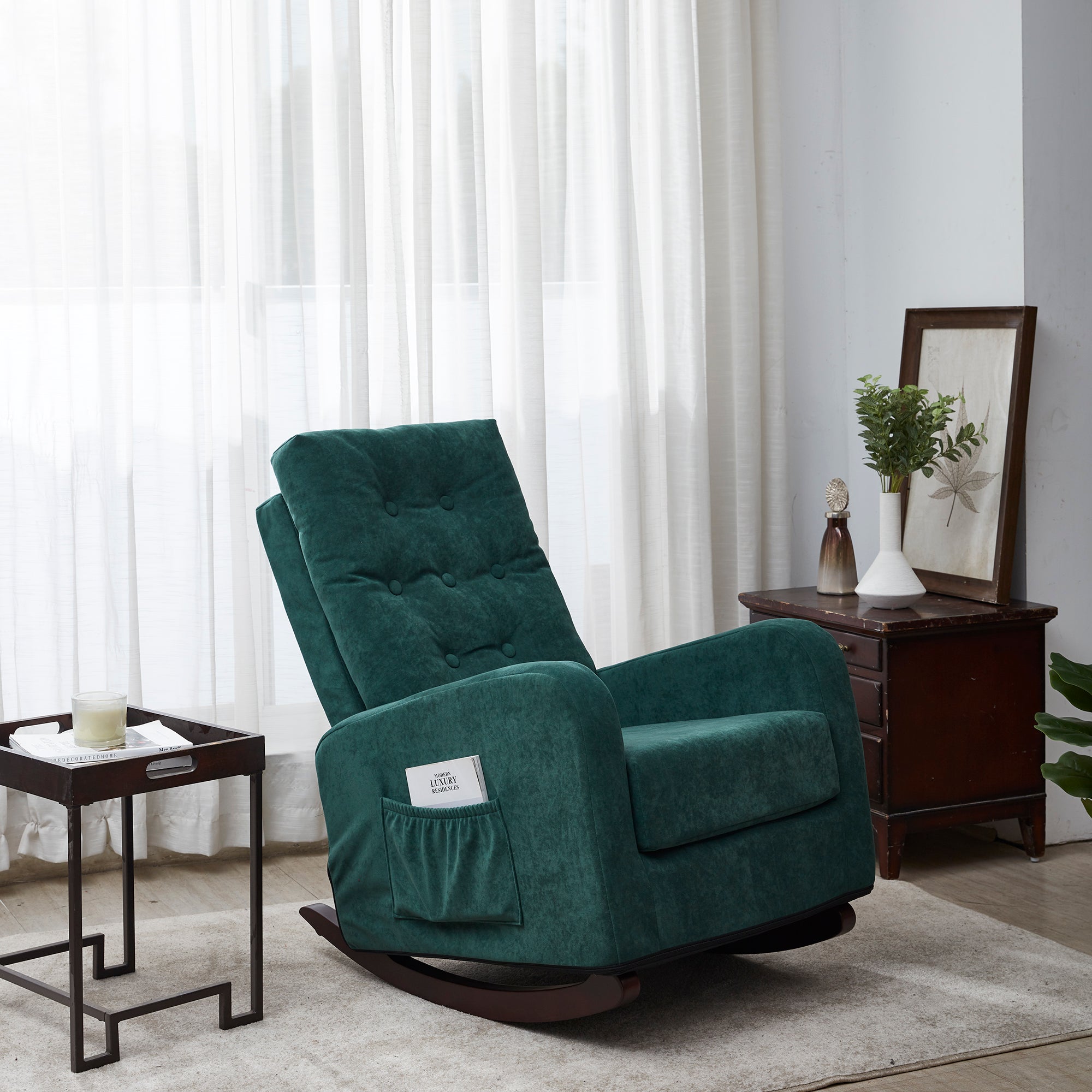 Accent chair TV Chair Living room Chair  Lazy Recliner Comfortable Fabric Leisure Sofa,Modern High Back Armchair