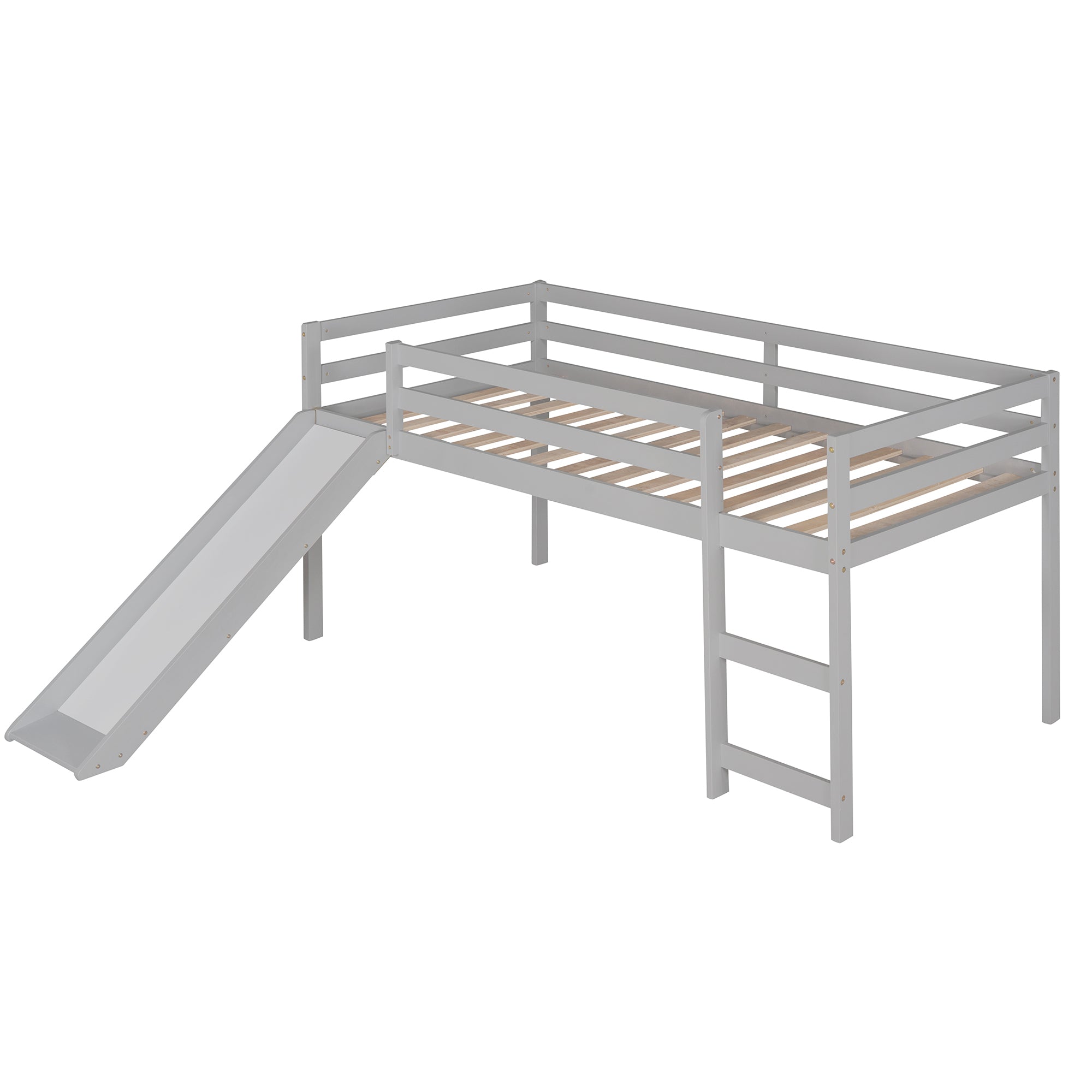 Loft Bed with Slide, Multifunctional Design, Twin (Gray)(OLD SKU: WF191904AAE)