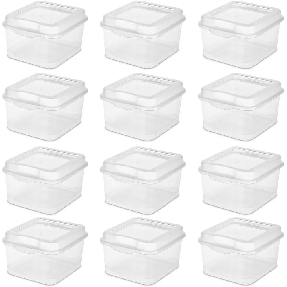 Sterilite Flip Top Storage Boxes - Clear Organizers, 12-Pack for Easy Access