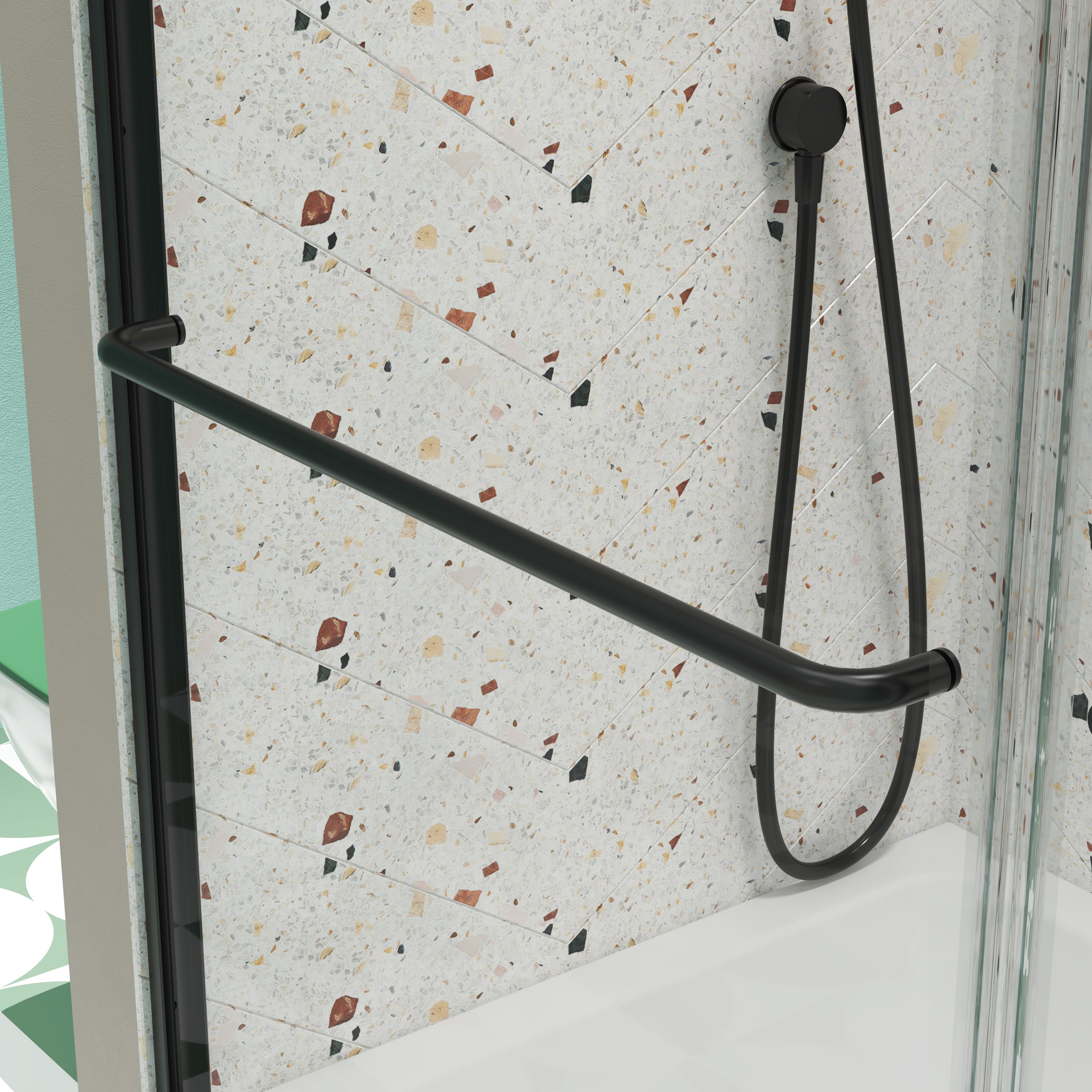 56-60"W x 70"H Bypass shower door, sliding door, with 1/4" tempered glass and Matted black finish