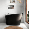 51 inch oval solid surface freestanding bathtub in black, full front view