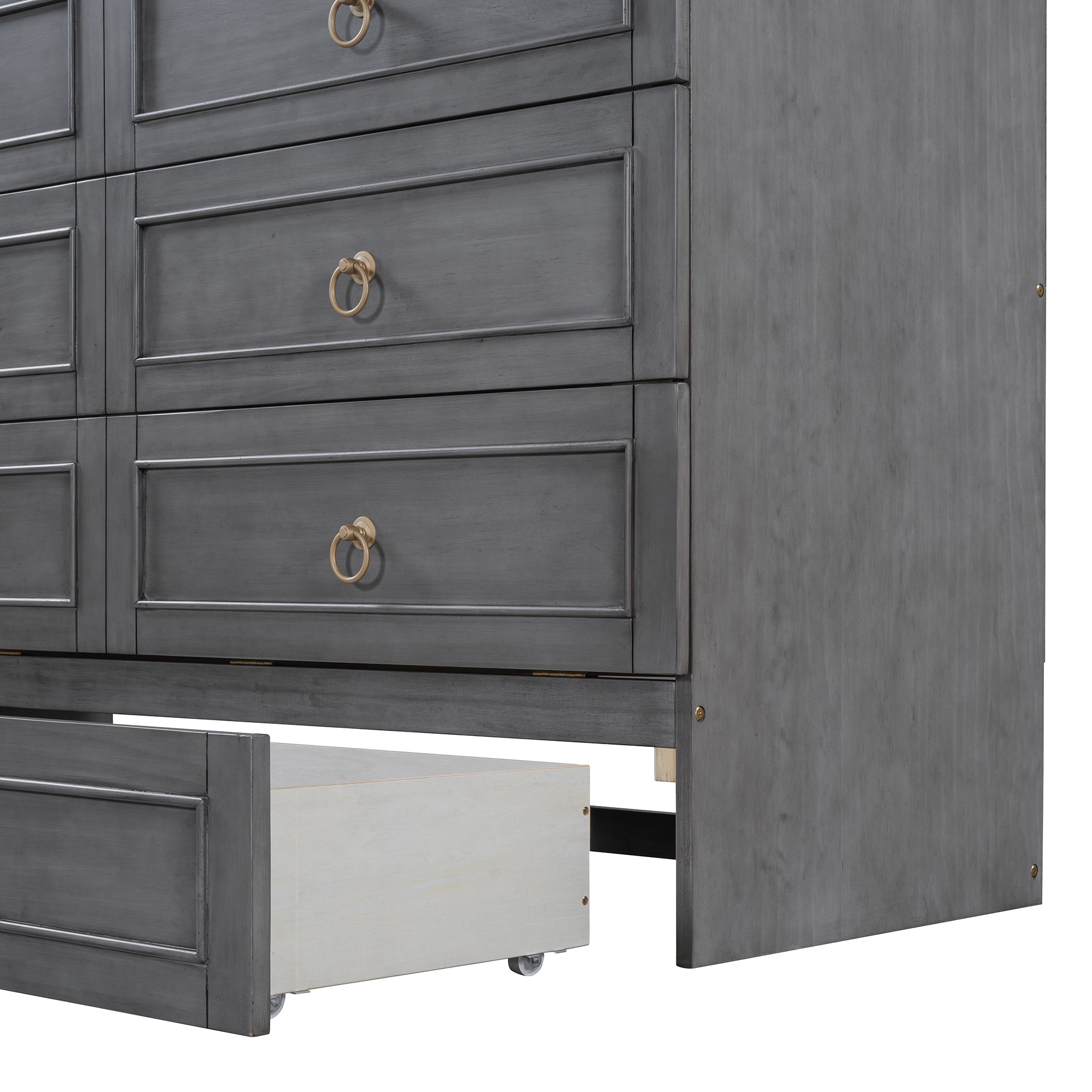 Queen Murphy Bed with Large Drawers,Gray