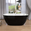 55" Acrylic Freestanding Bathtub Modern Stand Alone Soaking Bathtub with Overflow and Pop-up Drain Gloss Black