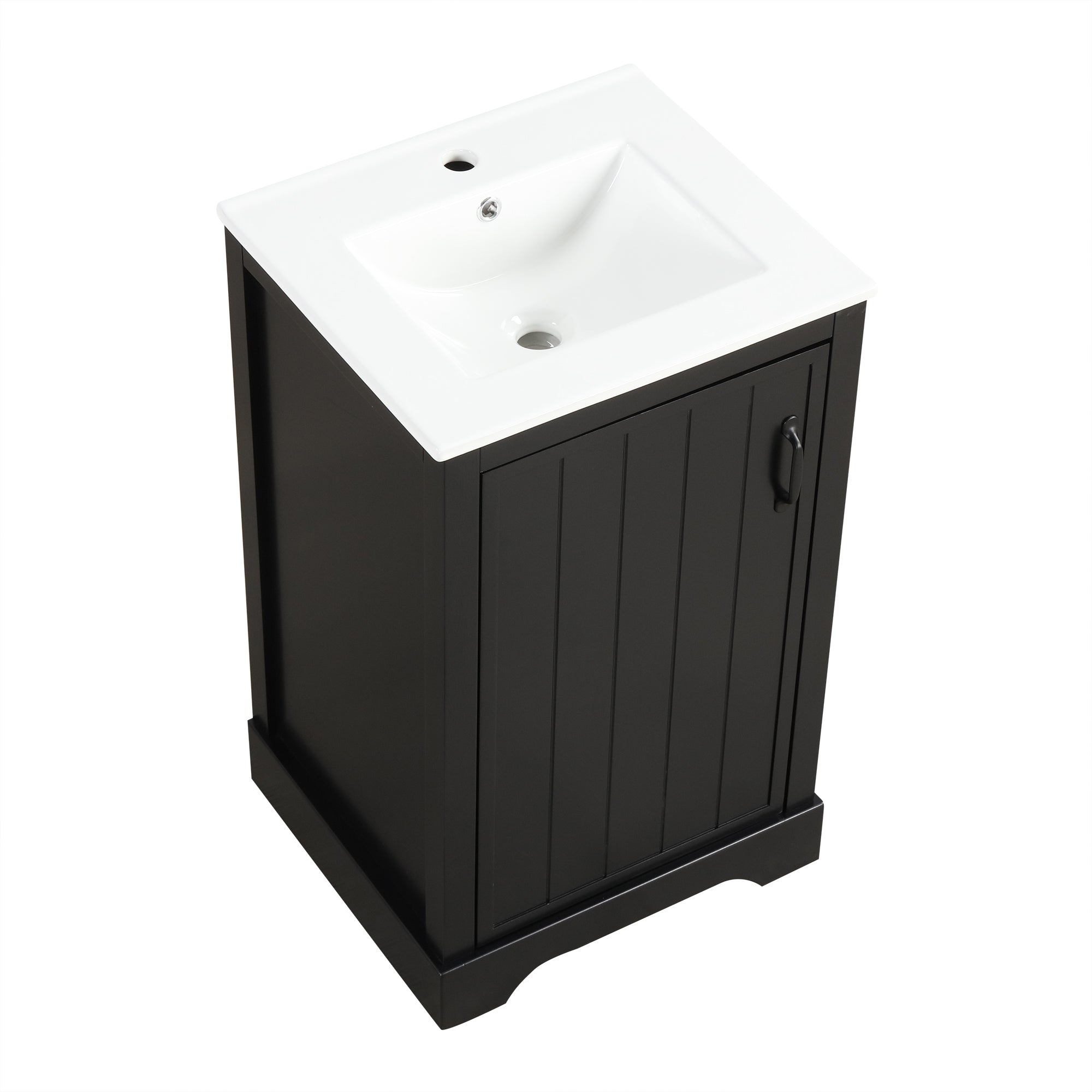 20" Bathroom Vanity with Sink, Bathroom Cabinet with Soft Closing Door, Storage Rack and Adjustable Shelve, Black