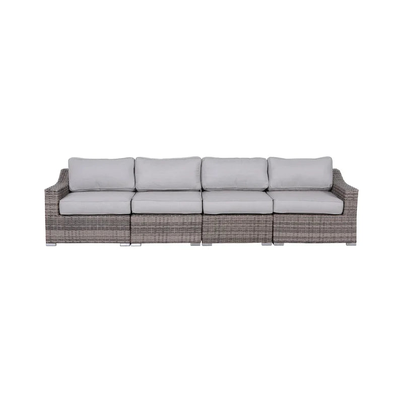 Fully Assembled 4-Piece Rattan Sectional Seating Set with Cushions