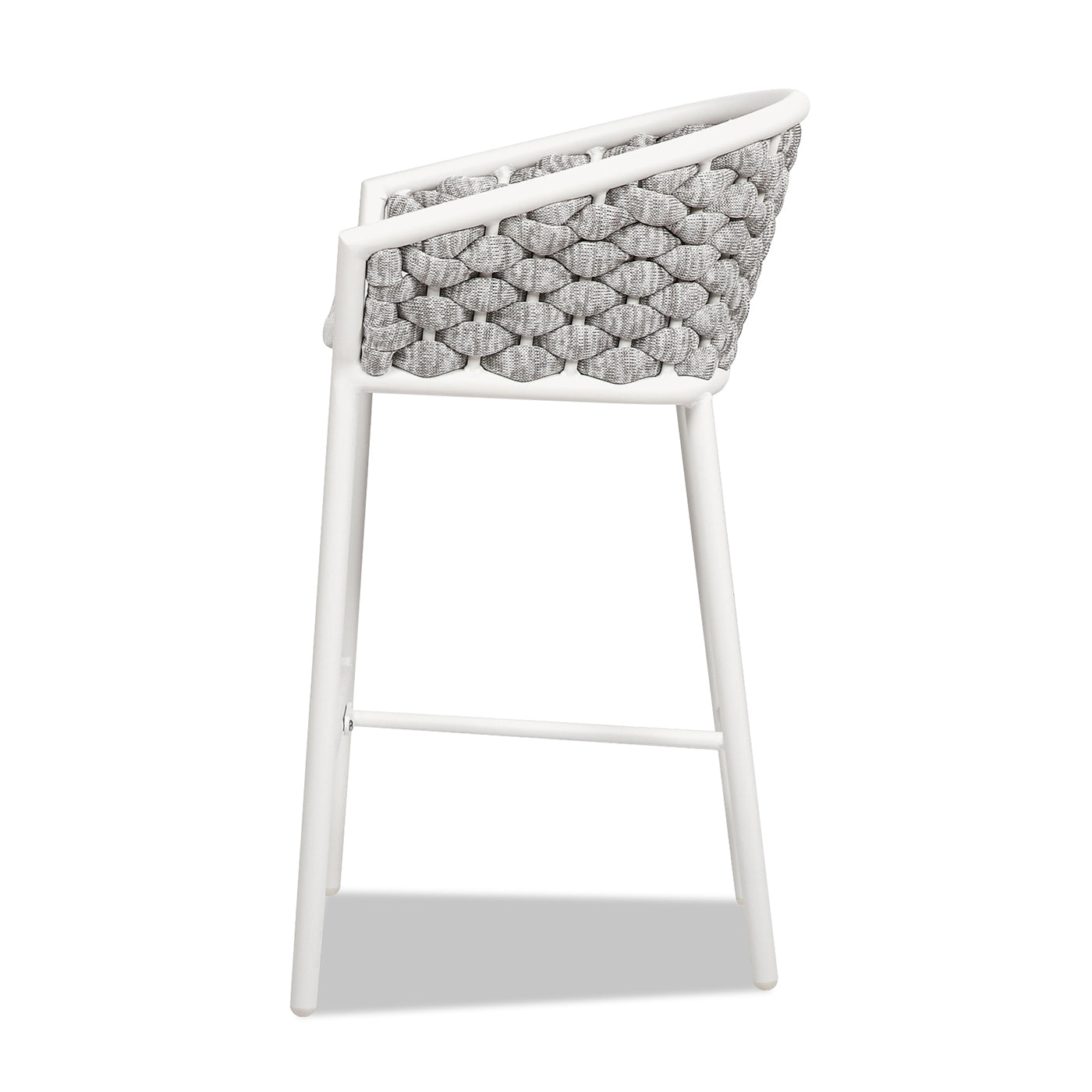 Rowan 27.5" Rope Barrel Low Back Patio Counter Stool, Set of 2, Optic White Acrylic