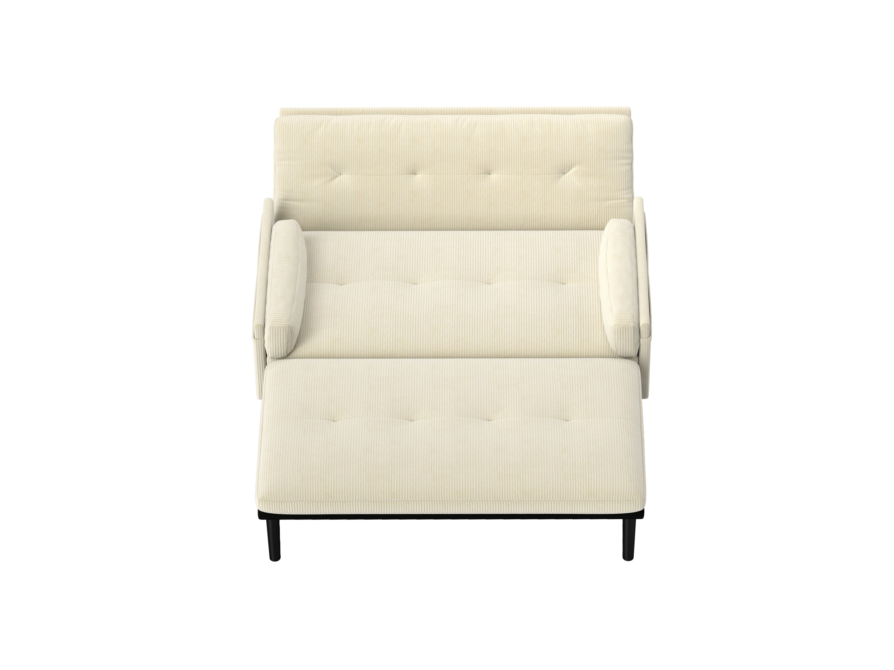 Ivory Corduroy Loveseat, Convertible Lounge Chair and Bed