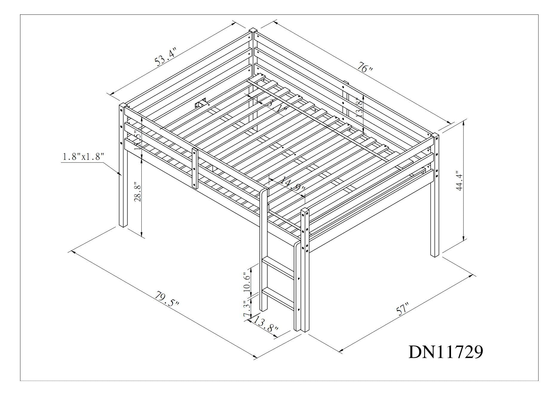 Full Loft Bed,White