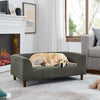 Pet sofa with backrest and armrests, modern rectangular pet sofa suitable for medium and large dogs, soft cushion comfortable dog sofa,--Dark grey