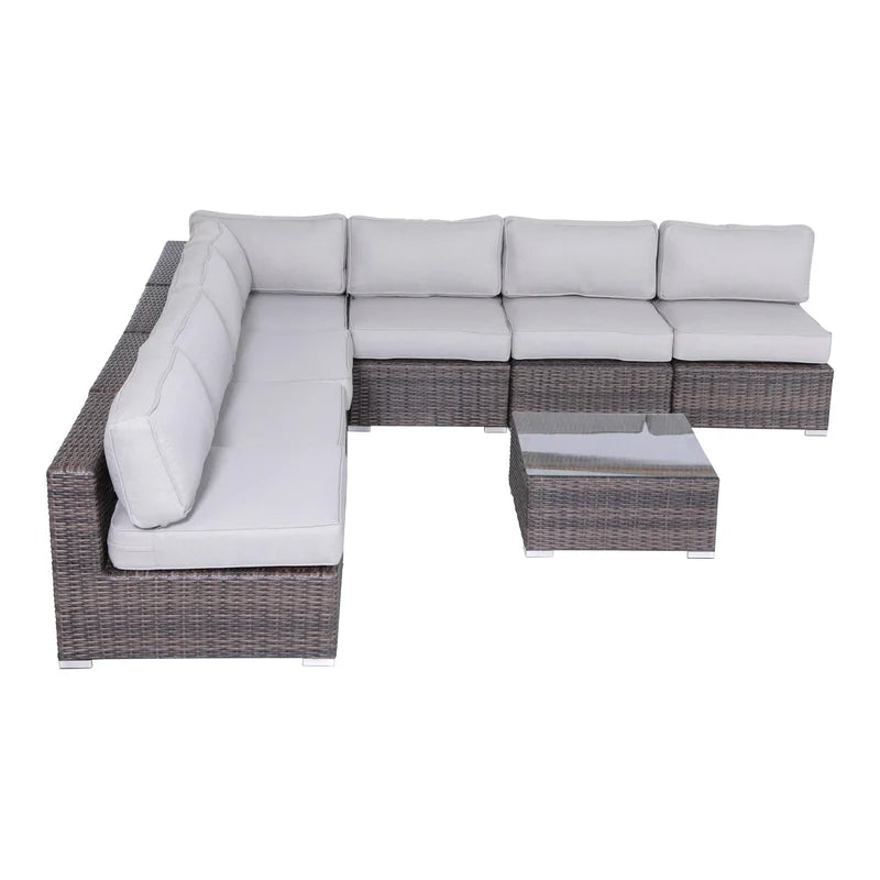 6-Person Wicker Seating Set with Cushions – Fully Assembled