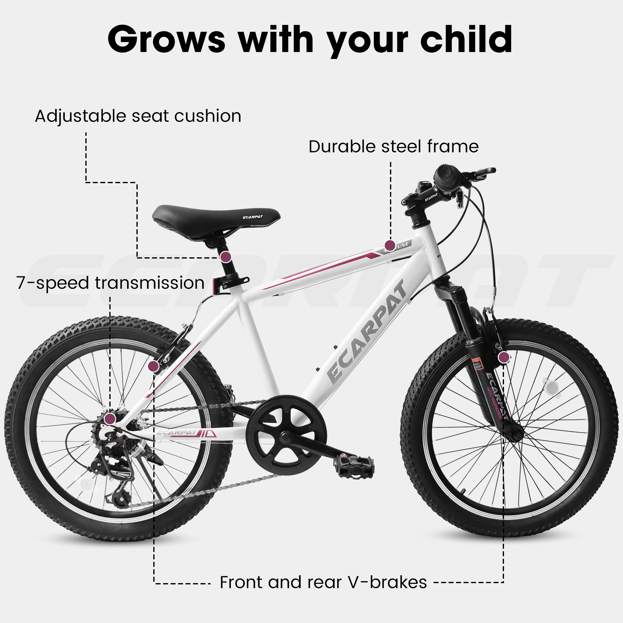 A20215 20 inch kids bike shock absorber front plug 7 speed turnbar transmission universal for boys and girls