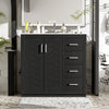 36 inch freestanding bathroom vanity with ceramic sink combo, solid wood frame, front view
