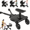 2 In 1 Universal Stroller Board Sit & Stand Buggy Wheeled Board Toddler Stroller Attachment with Detachable Seat for 3-7 Years Old