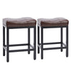 Modern table stool, stool, lounge stool, steel frame, leather seat cushion, brown, 2 packs