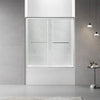 60"W x 60"H Bathtub Double Sliding Tub Shower Door with 1/4"(6mm) Clear Glass, Framed Tub Glass Shower Door, Brushed Titanium Finish