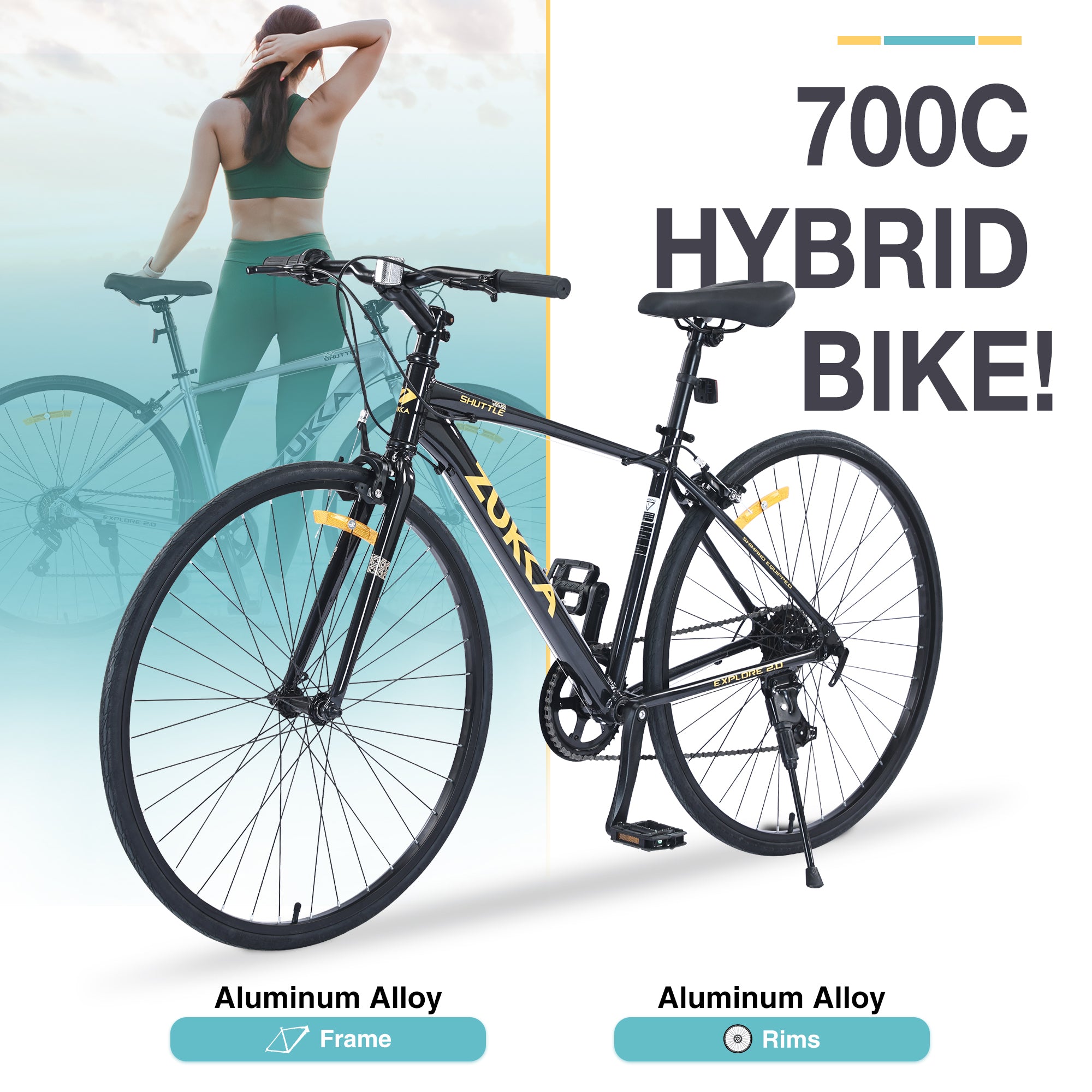 Shimano 7 Speed Hybrid Bike Aluminum Alloy Frame C-Brake 700C Road Bike For men women's City Bicycle