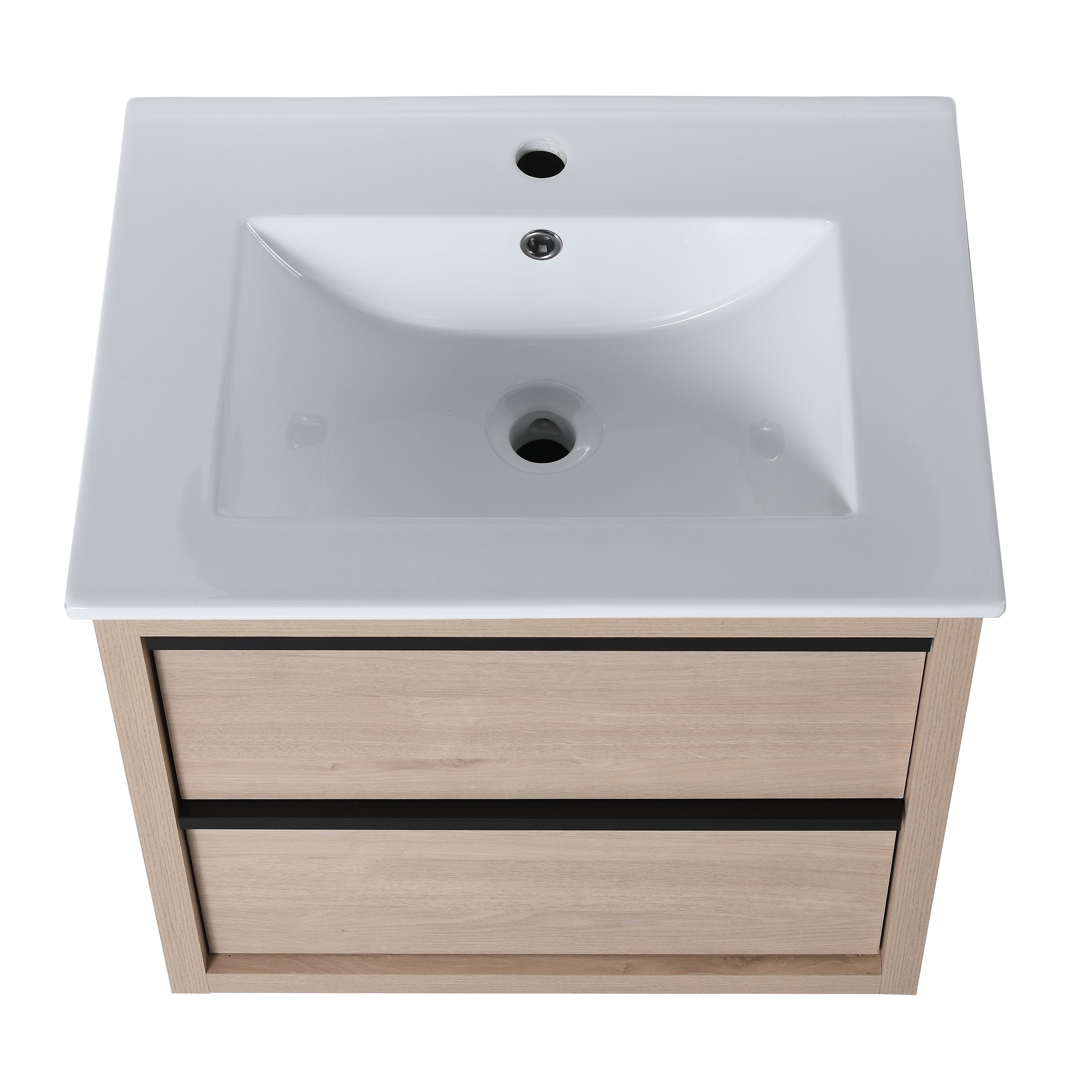 24" Bathroom Vanity with 2 Soft Close drawers,  White Ceramic Basin-BVA02524PLO-G-BL9060B(W1286S00034)