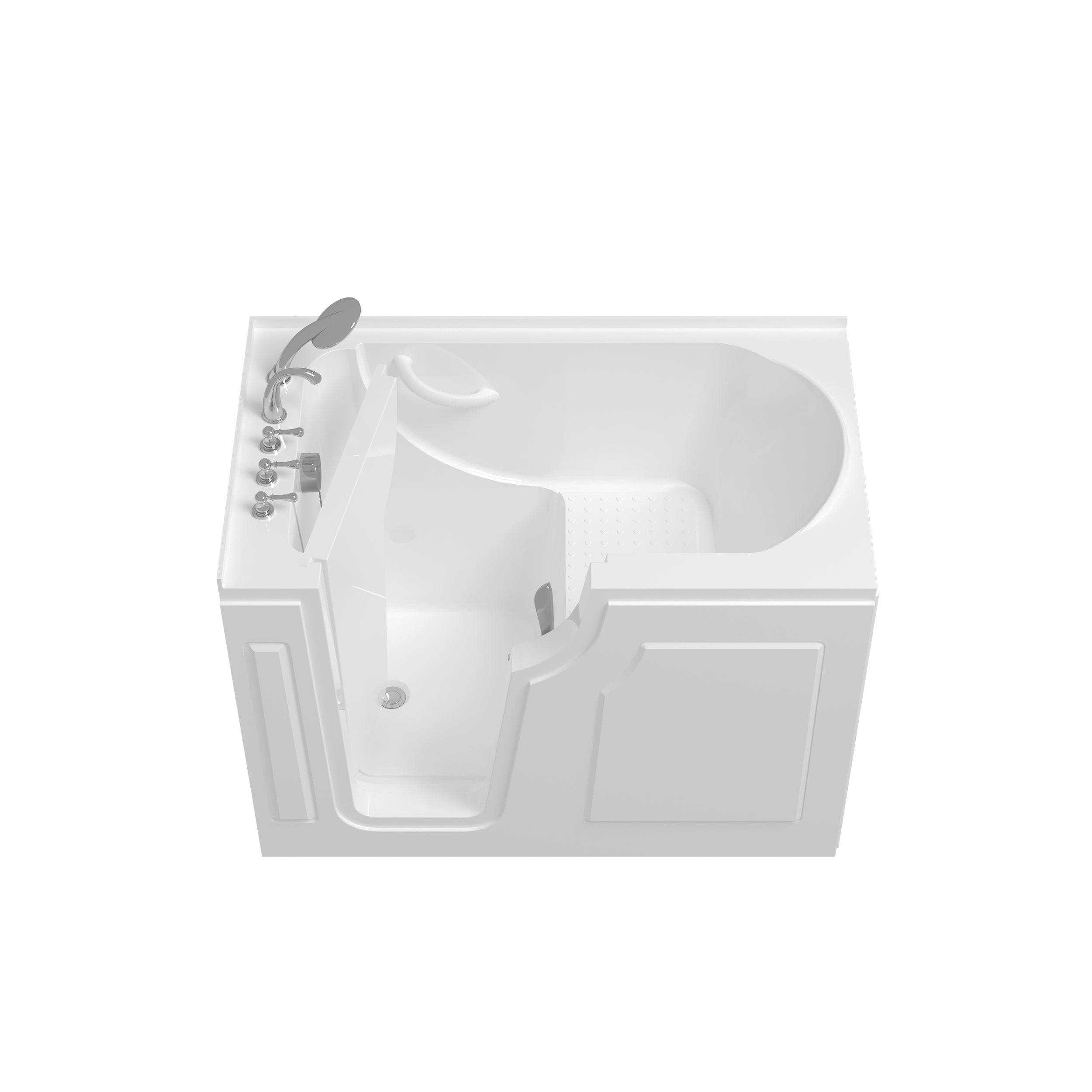 56" Walk-in Bathtub with Left-Side Door Opening and Quick Fill and Drain System, Rectangular Soaking Bathtub in White