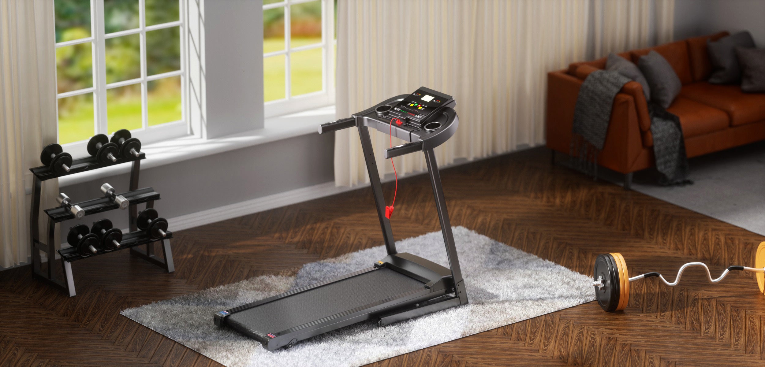 Treadmills - 2.5 HP hydraulic folding removable treadmill with 3-speed incline adjustment, 12 preset programs, 3 countdown modes, heart rate, bluetooth and more, suitable for home and gym use