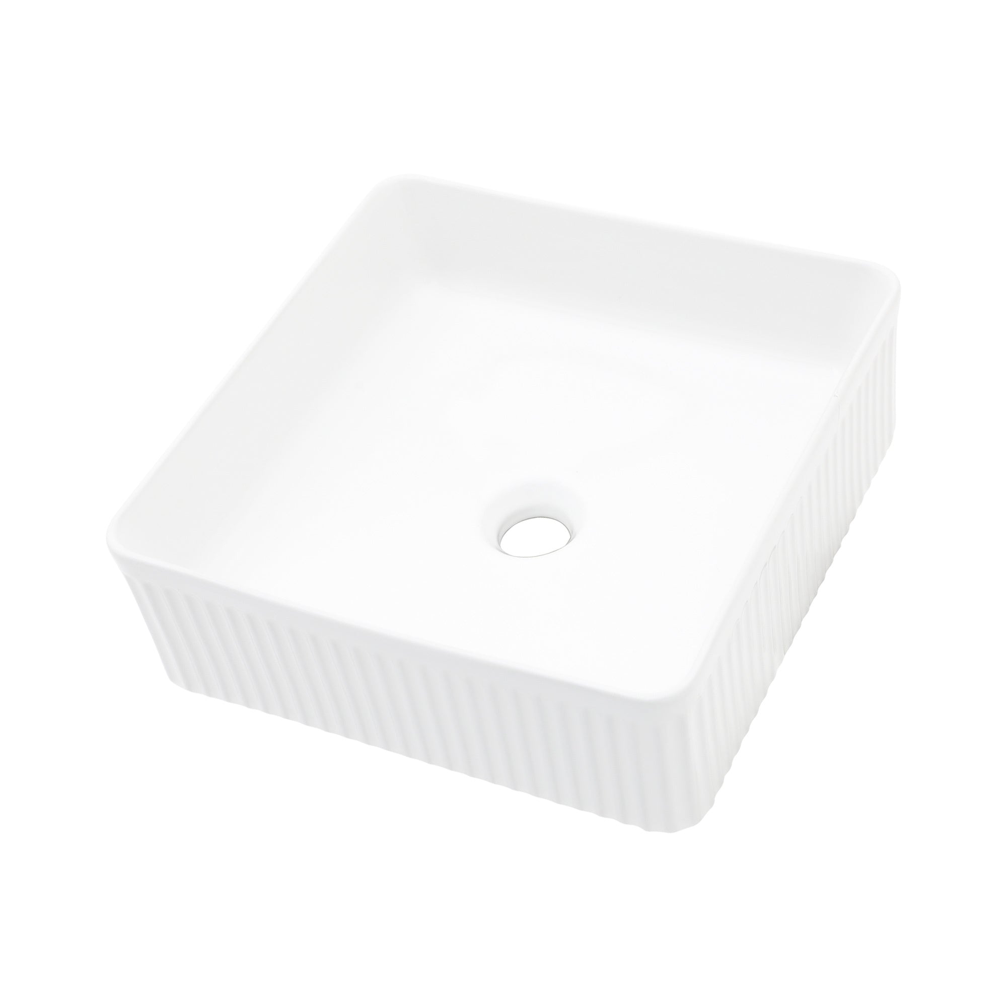 15.69"x15.69" White Ceramic Square Vessel Bathroom Sink