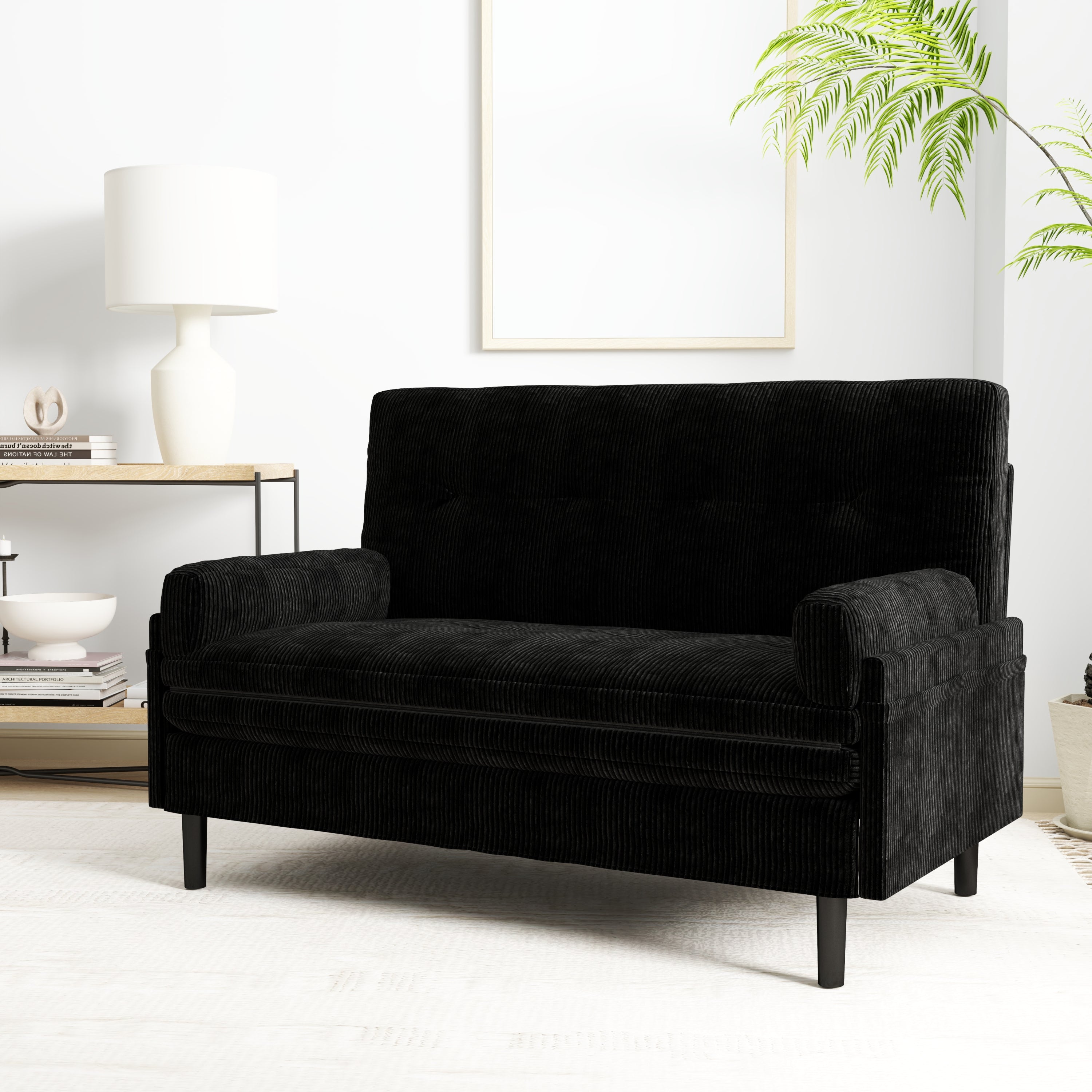 Black 2 seater sofa sleeper with recline fuction