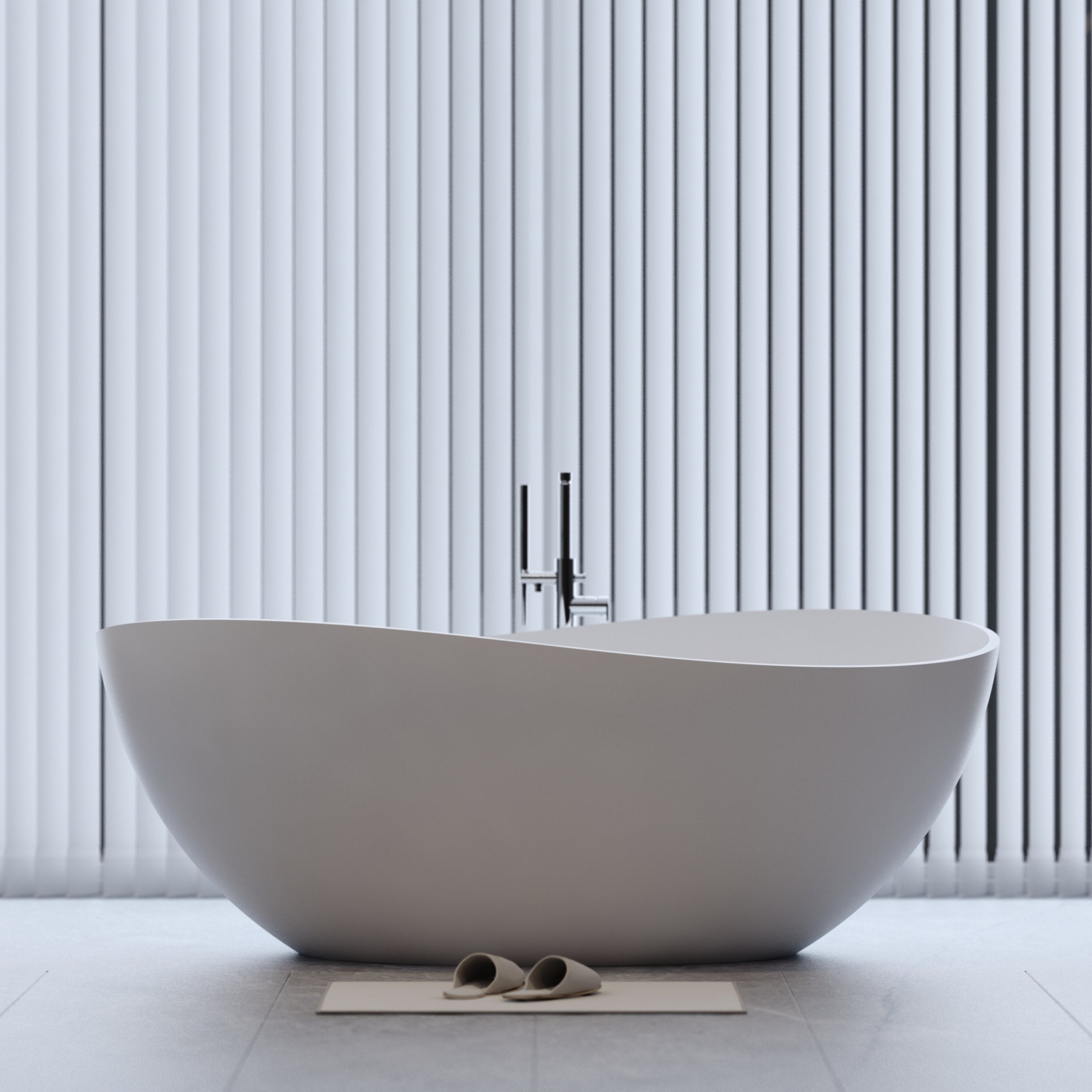 63" Luxury Handcrafted Stone Resin Freestanding Soaking Bathtub with Overflow in Matte White, cUPC Certified - 24S05-63MW