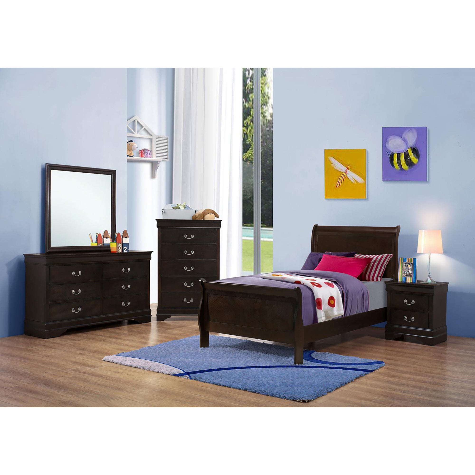 Cappuccino Twin Sleigh Bed