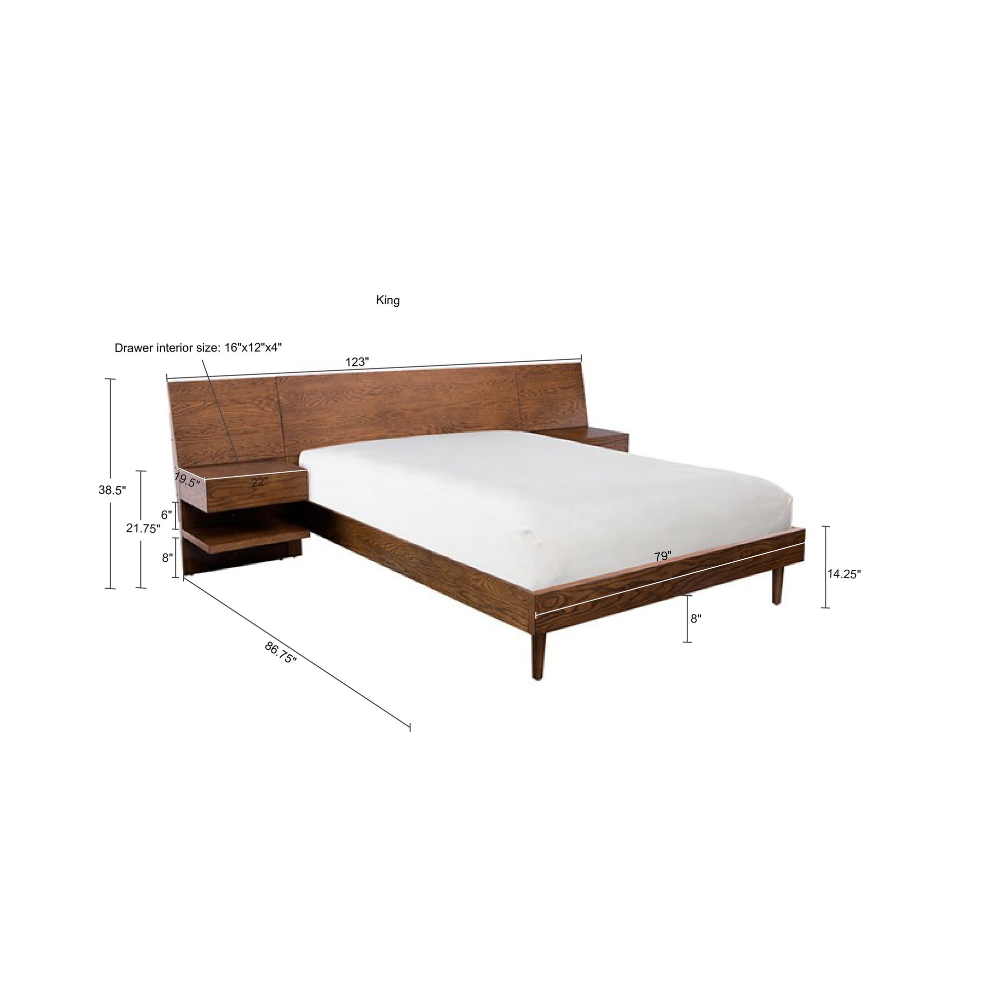 Clark king Bed with 2 nighstand