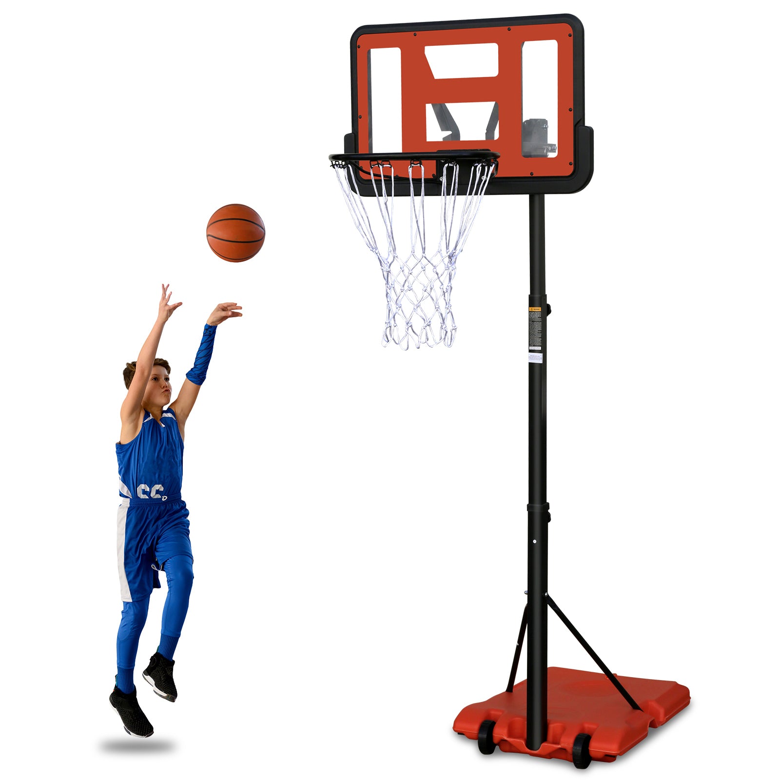 Use for Outdoor Height Adjustable 4.8 to 7.7ft Basketball Hoop 28 Inch Backboard Portable Basketball Goal System with Stable Base and Wheels