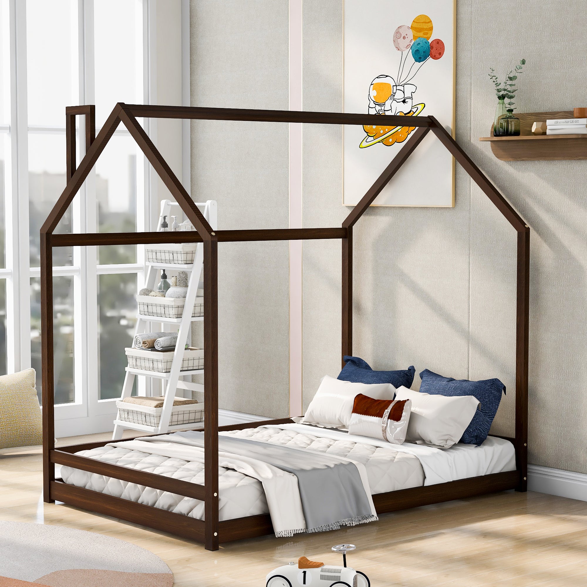 Full Size House Bed Wood Bed, Espresso(OLD SKU:WF281436AAP)