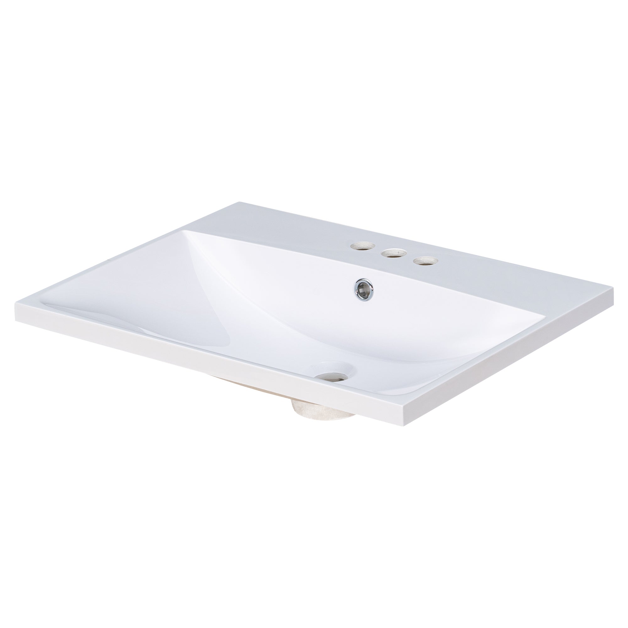 24" Bathroom Vanity Top Only, White Basin, 3-Faucet Holes, 4" Faucet Available, Ceramic