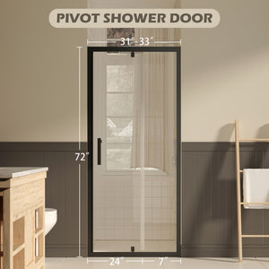 31-43 x 72 in Pivot Shower Door - 31-33 x 72 in / Matte Black view 2