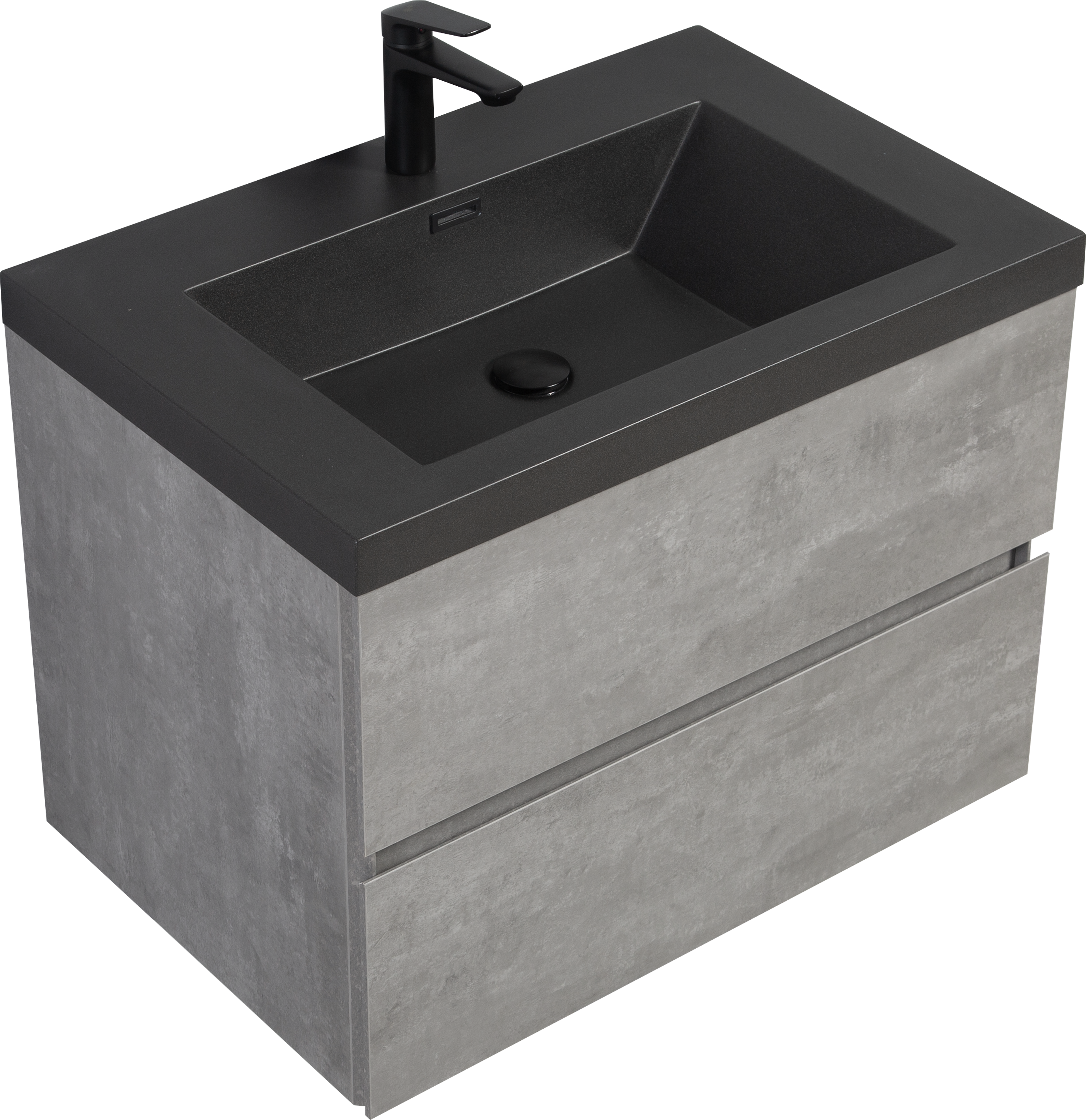 30" Floating Bathroom Vanity with Sink, Modern Wall-Mounted Bathroom Storage Vanity Cabinet with Black Quartz Sand Top Basin and Soft Close Drawers, Grey 24V12-30GR