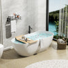 59" Luxury Handcrafted Stone Resin Freestanding Soaking Bathtub with Overflow in Matte White, cUPC Certified - 24S03-59MW